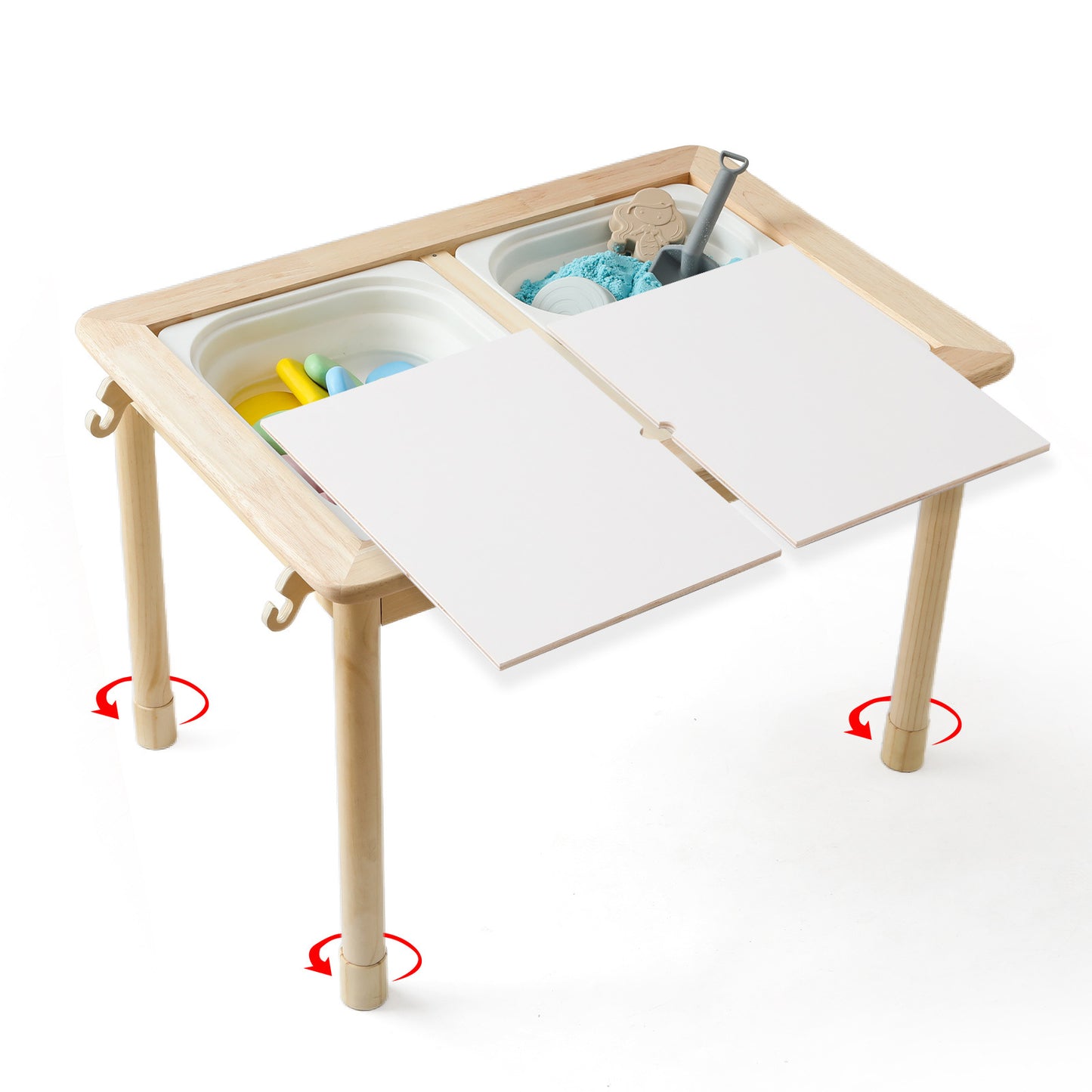 Mesa de juego de madera Montessori: mesa de juego infantil multifuncional