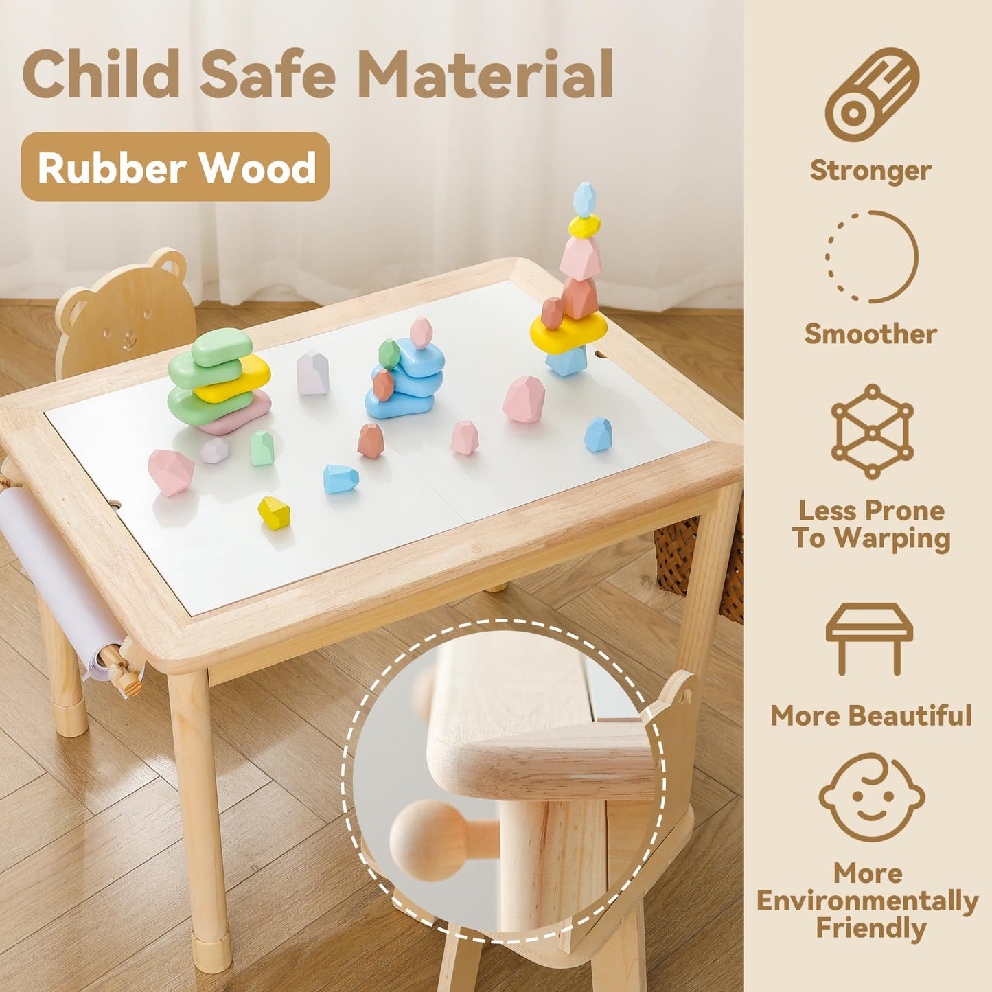 Mesa de juego de madera Montessori: mesa de juego infantil multifuncional