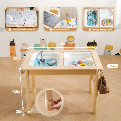Mesa de juego de madera Montessori: mesa de juego infantil multifuncional