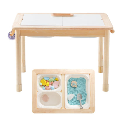 Mesa de juego de madera Montessori: mesa de juego infantil multifuncional