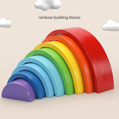 Jouet empilable Montessori – Arc-en-ciel en bois