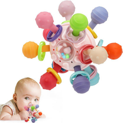 5-in-1 Baby Beißring & Sensorik-Rassel | Must-Have für Entwicklung & unterwegs