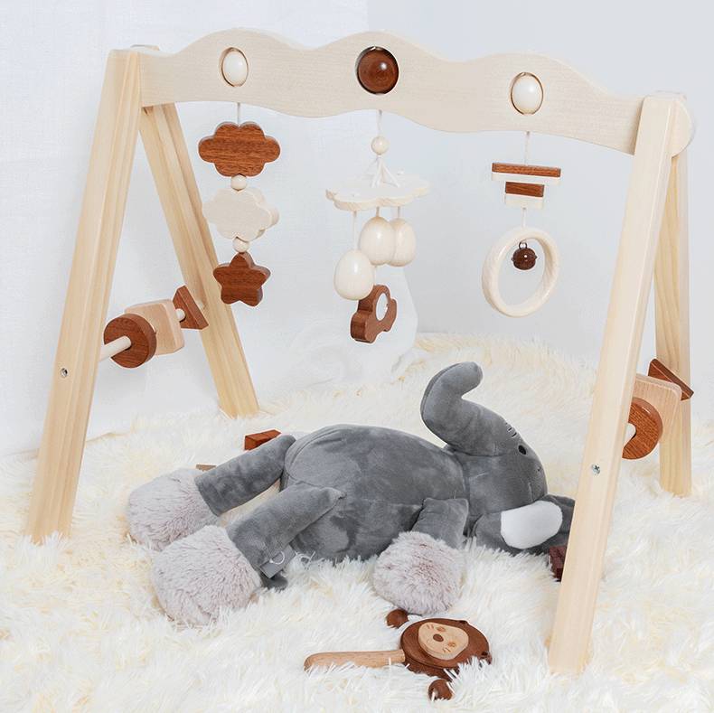 Montessori Wooden Baby Fitness Rack for Early Development, 3+ months