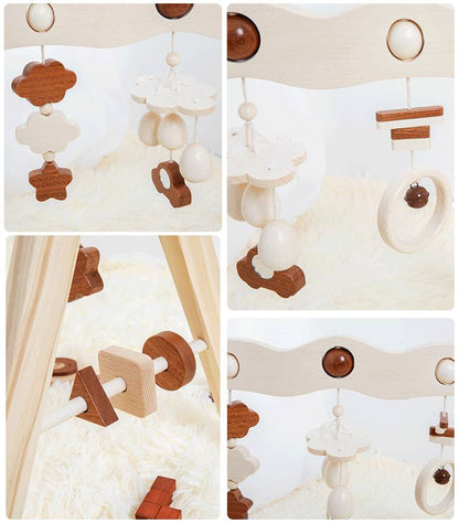 Montessori Wooden Baby Fitness Rack for Early Development, 3+ months