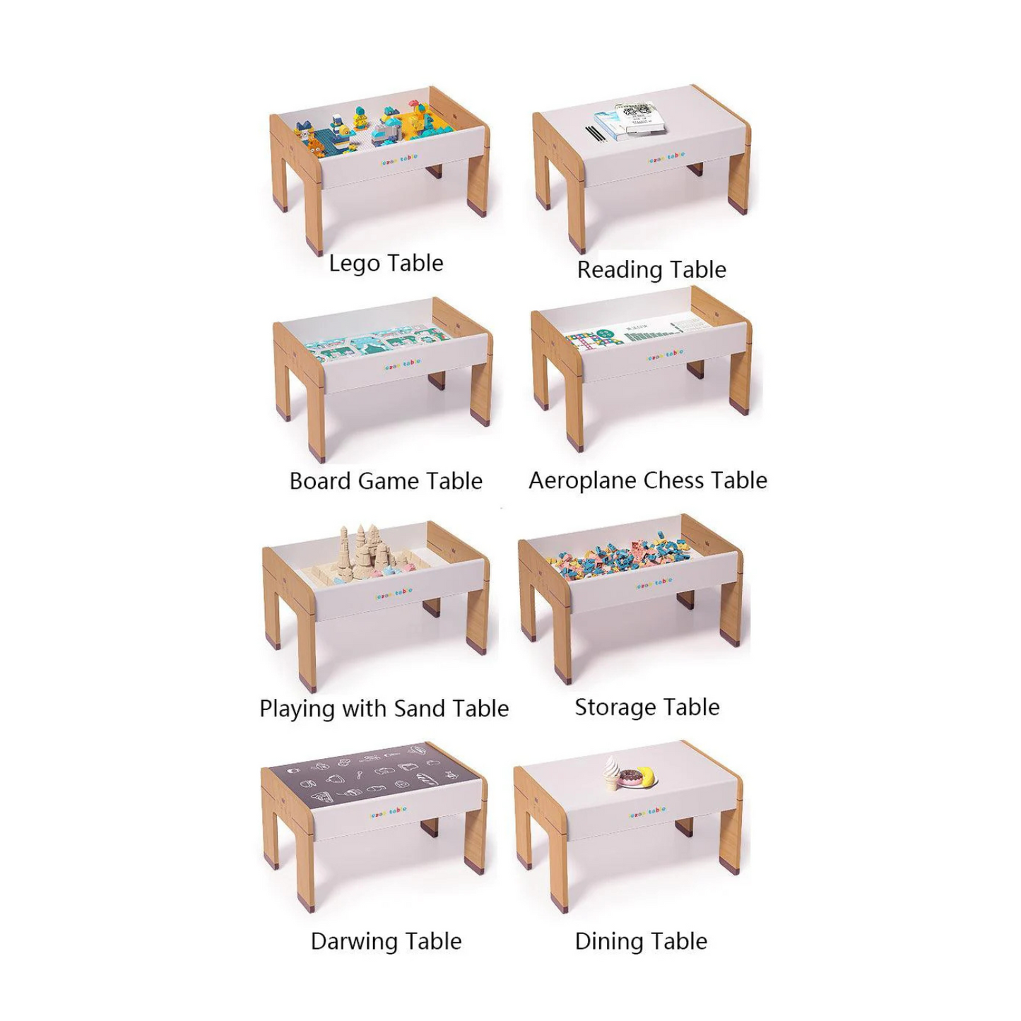 Multifunktionaler Kindertisch aus Holz | Bautisch mit Aufbewahrung