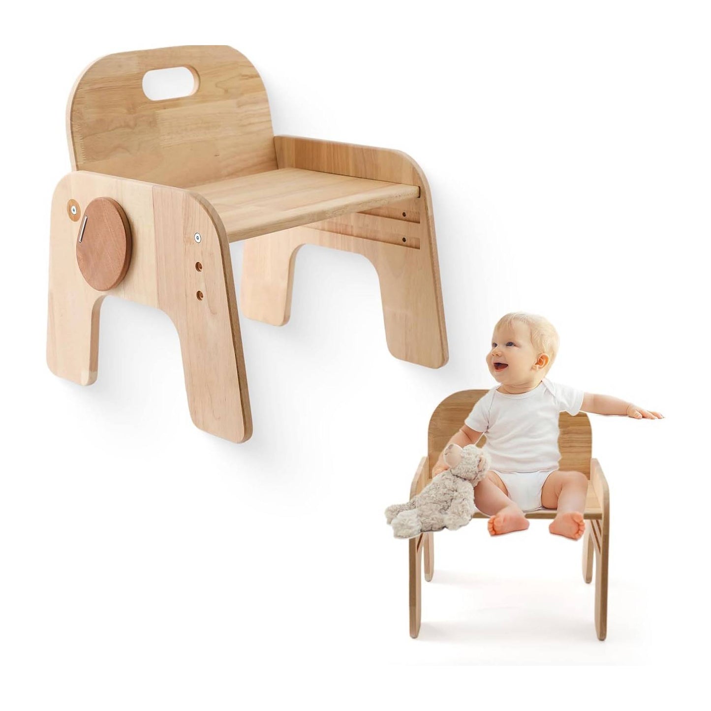 Höhenverstellbarer Kinderstuhl aus Holz für Kleinkinder Montessori