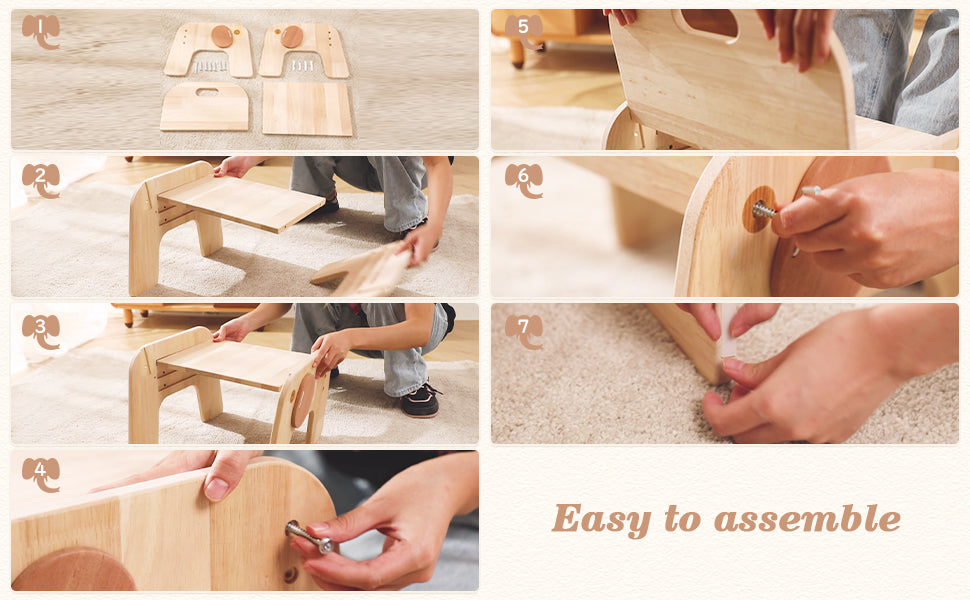 Höhenverstellbarer Kinderstuhl aus Holz für Kleinkinder Montessori