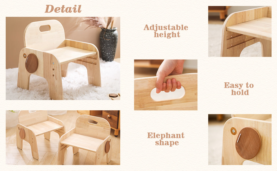 Höhenverstellbarer Kinderstuhl aus Holz für Kleinkinder Montessori