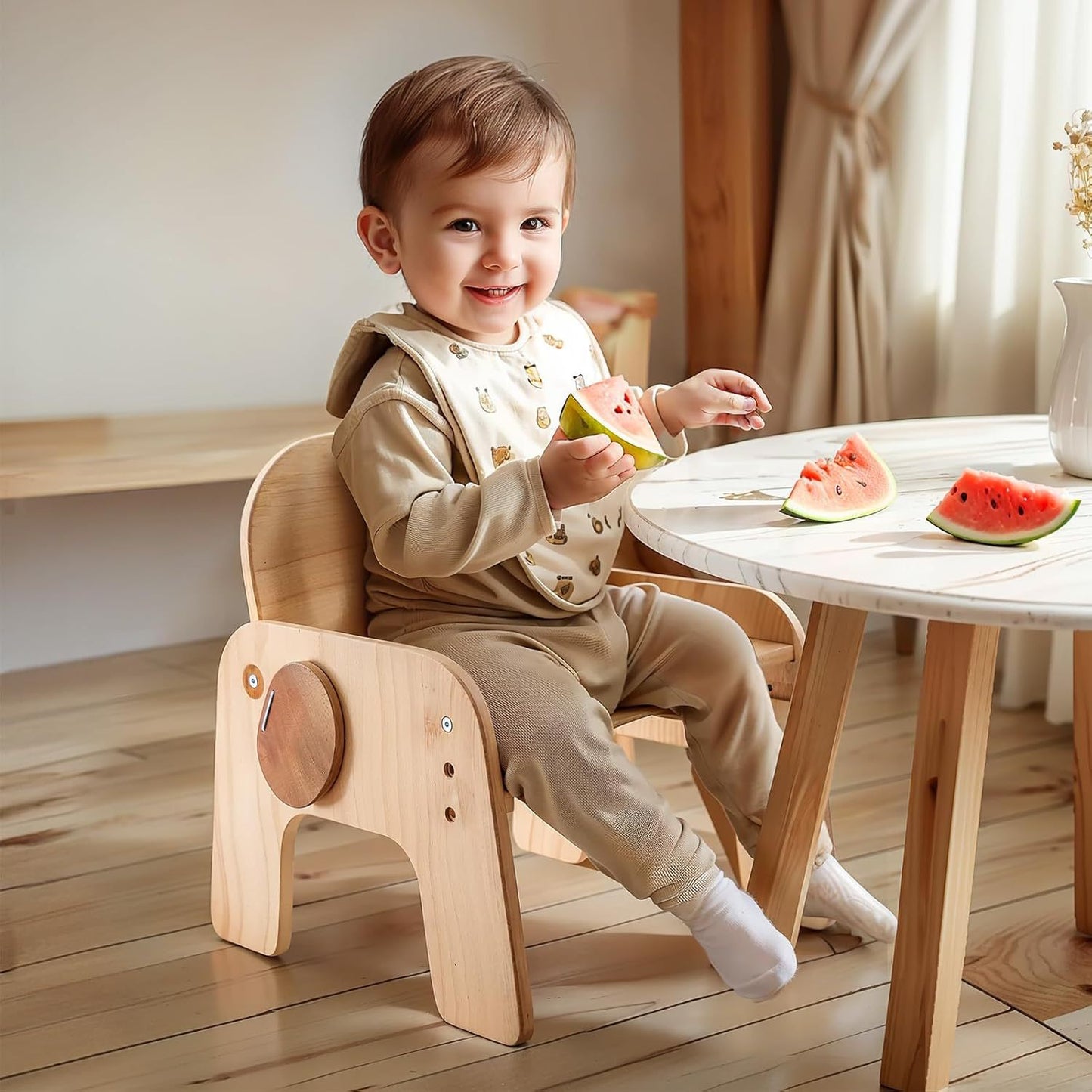 Höhenverstellbarer Kinderstuhl aus Holz für Kleinkinder Montessori