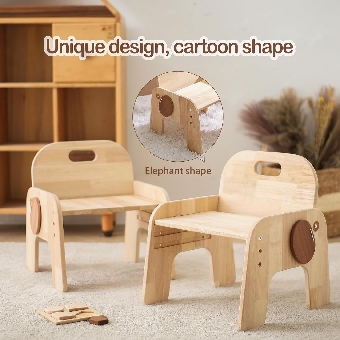 Höhenverstellbarer Kinderstuhl aus Holz für Kleinkinder Montessori