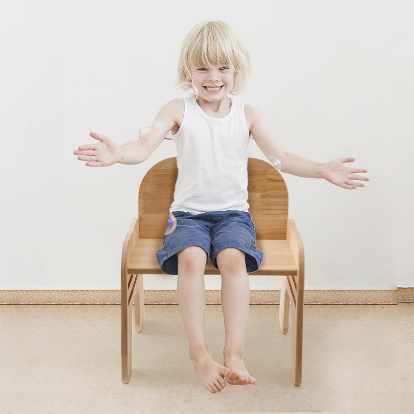 Höhenverstellbarer Kinderstuhl aus Holz für Kleinkinder Montessori