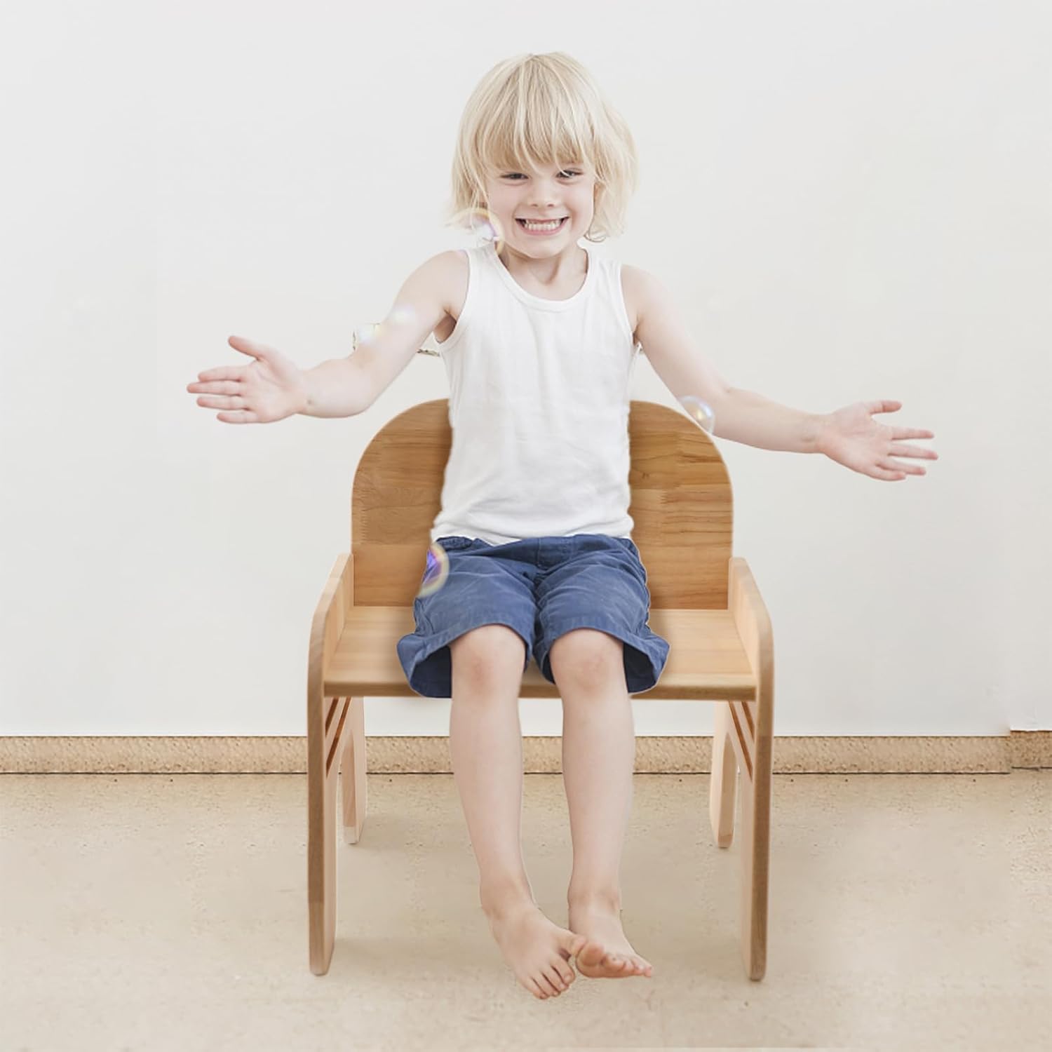 Höhenverstellbarer Kinderstuhl aus Holz für Kleinkinder Montessori