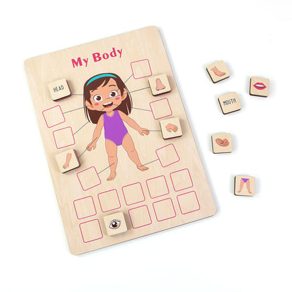 Mijn lichaamsdelen kinderpuzzel Montessori anatomie hout 3-5 jaar kleuterschool educatief spel cognitief speelgoed Mijn lichaamsdelen kinderpuzzel Montessori anatomie hout 3-5 jaar kleuterschool educatief spel cognitief speelgoed