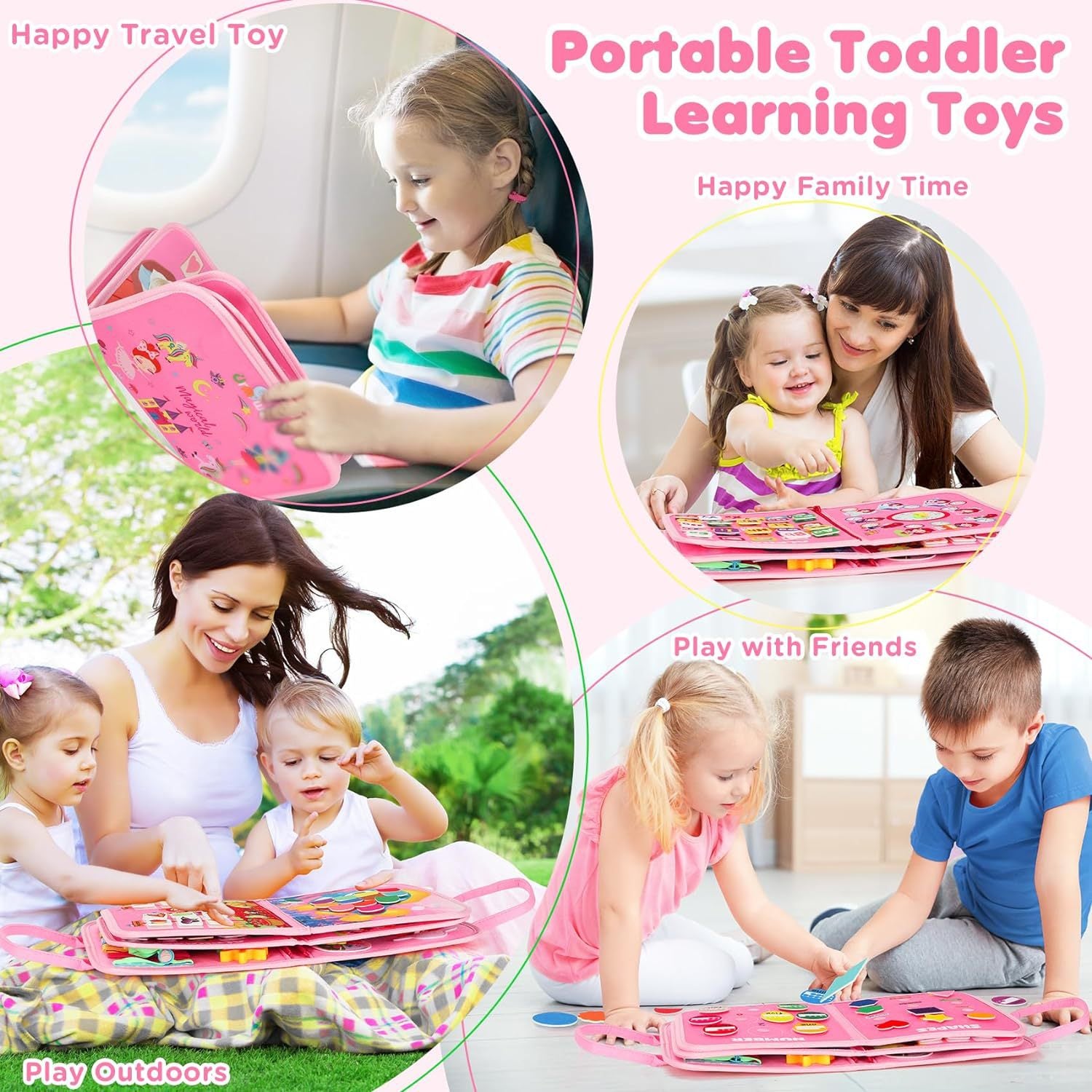 MontessoriLernwelt Busy Board 10-in-1 – Prinzessin, Anziehspiel & Bauernhof, Montessori Busy Book für Kinder 1–4 Jahre