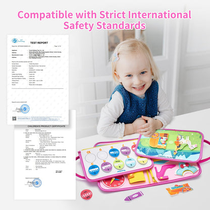 Busy Board Prinzessin – Montessori Busy Book mit Puzzle & Anzieh-Skills, Reisespiel ab 1–4 Jahren – montessorilernwelt