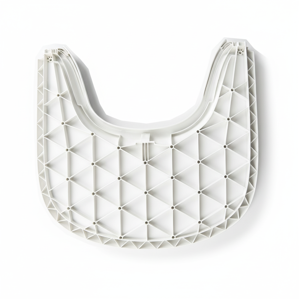 Rückseite des Hochstuhl-Tabletts mit Verstärkungsstruktur