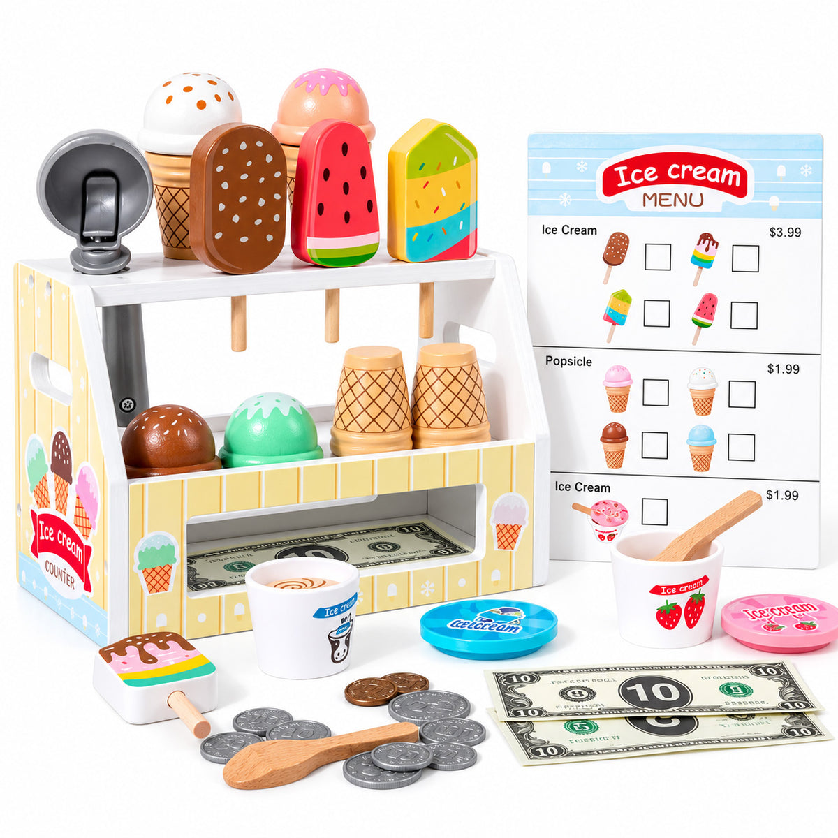 Holz Eiscreme Spielzeug Set für Kinder
