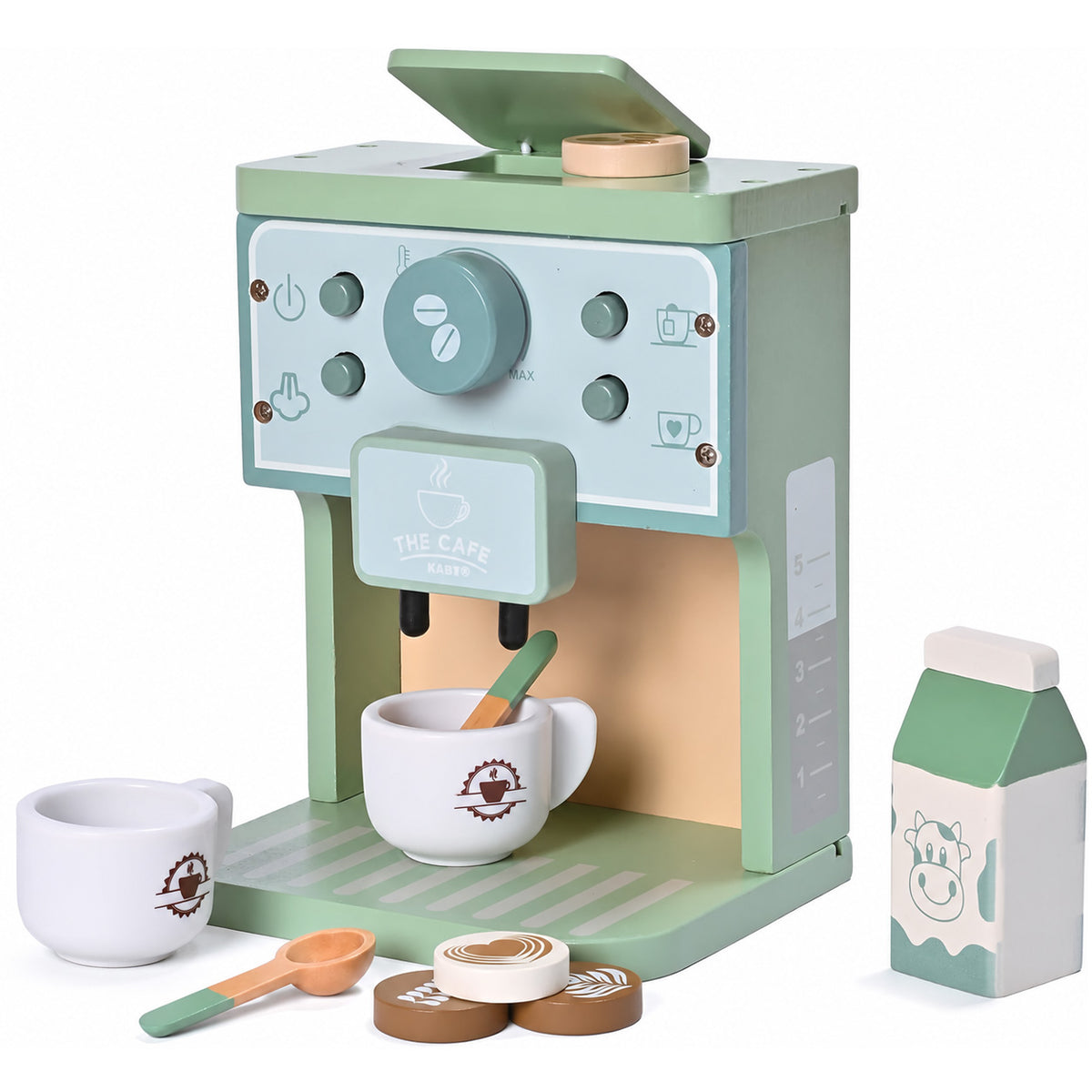 Montessori Holz Kaffeemaschine für Kinder mit Zubehör für fantasievolle Rollenspiele
