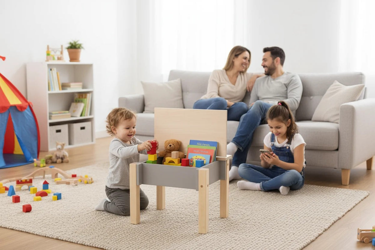 Kinderstuhl mit verstecktem Stauraum für Spielzeug