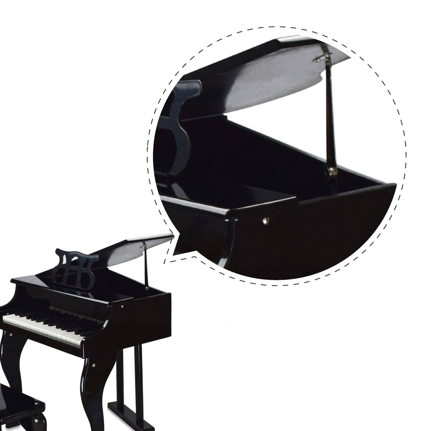 Kinder Klavier Holz schwarz mit Hocker 30 Tasten Spielzeug Klavier