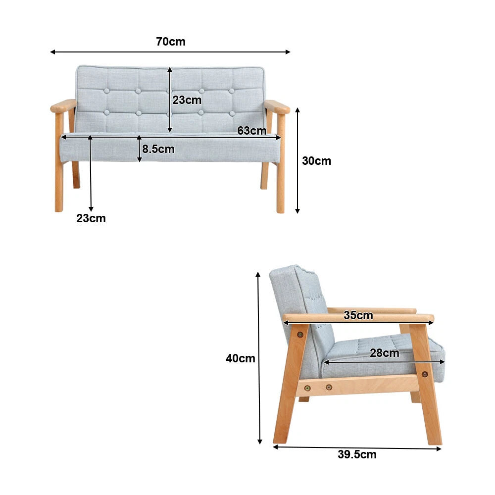 Kinder Sofa Holz Grau Blau Buchenholz Kindersessel 1 Sitzer 2 Sitzer Kinderzimmer Möbel