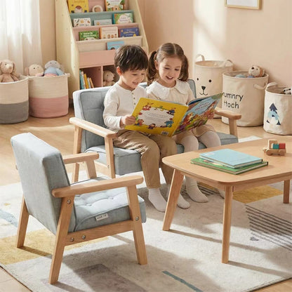 Kinder Sofa Holz Grau Blau Buchenholz Kindersessel 1 Sitzer 2 Sitzer Kinderzimmer Möbel