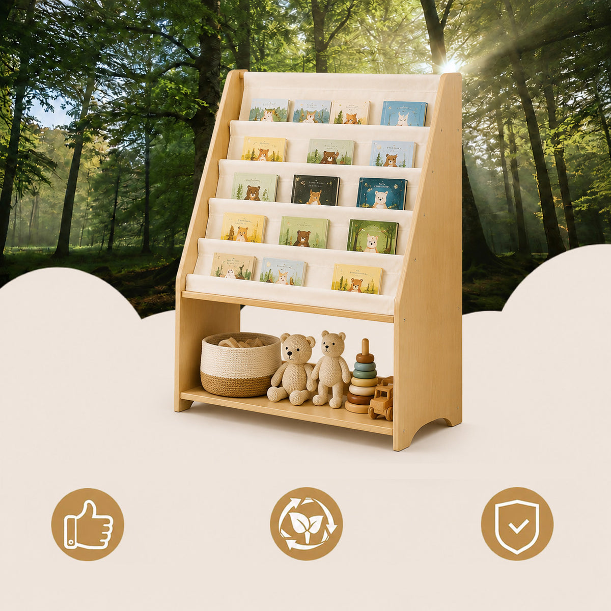 Kinder Bücherregal als Teil einer gemütlichen Leseecke