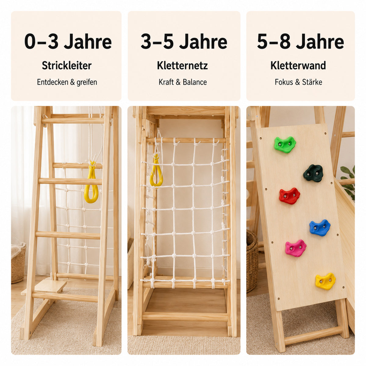 Klettergerüst für unterschiedliche Bewegungs- und Entwicklungsphasen