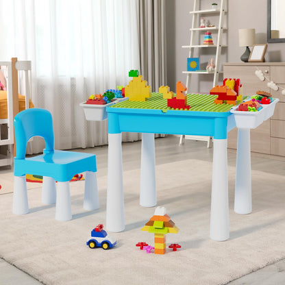 montessoriLernwelt Lego Tisch mit Stuhl für Kinder, ideal zum Bauen und Spielen