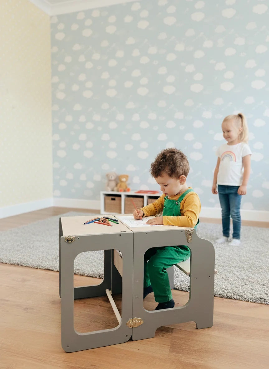 Stabile Konstruktion des 2-in-1 Lernturms