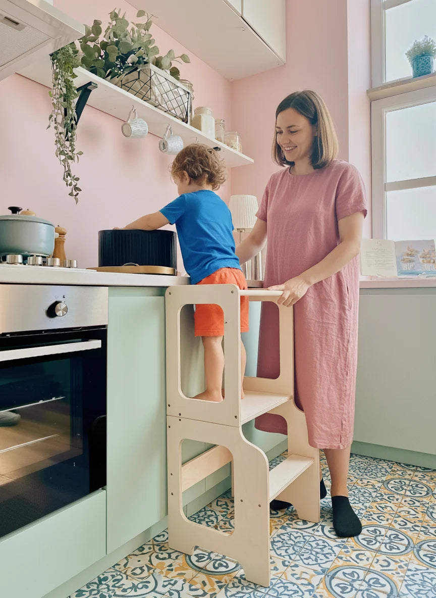 Maße des 90 cm hohen Holz-Lernturms