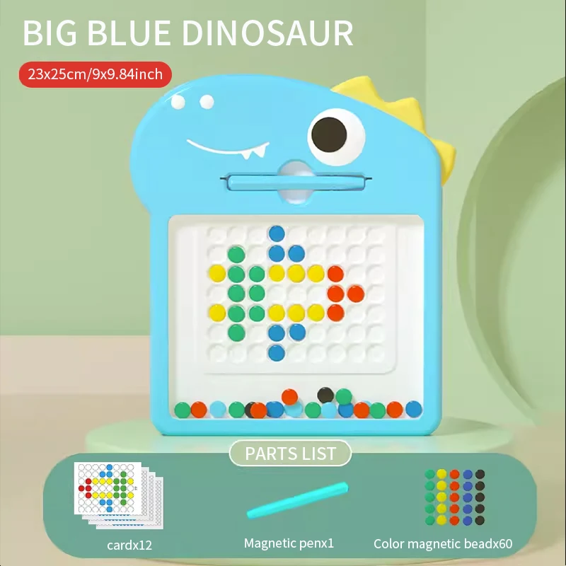 Montessori Magnetische Zeichenplatte Blau Dinosaurier Groß – Kreatives Lernspielzeug für Kinder