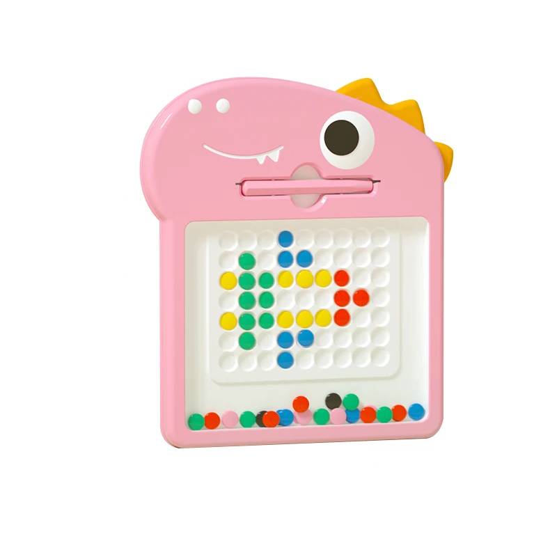 MontessoriLernwelt Magnetisches Zeichenbrett für Kinder in Rosa mit bunten Steckperlen – Kreatives Lernspielzeug zur Förderung von Feinmotorik und Fantasie