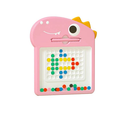 MontessoriLernwelt Magnetisches Zeichenbrett für Kinder in Rosa mit bunten Steckperlen – Kreatives Lernspielzeug zur Förderung von Feinmotorik und Fantasie