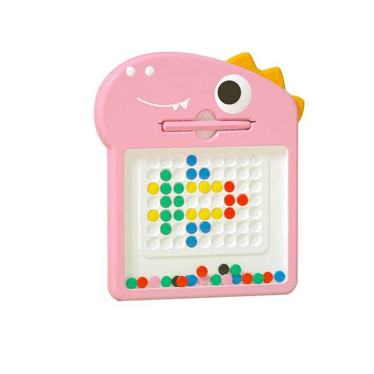 MontessoriLernwelt Magnetisches Zeichenbrett für Kinder in Rosa mit bunten Steckperlen – Kreatives Lernspielzeug zur Förderung von Feinmotorik und Fantasie