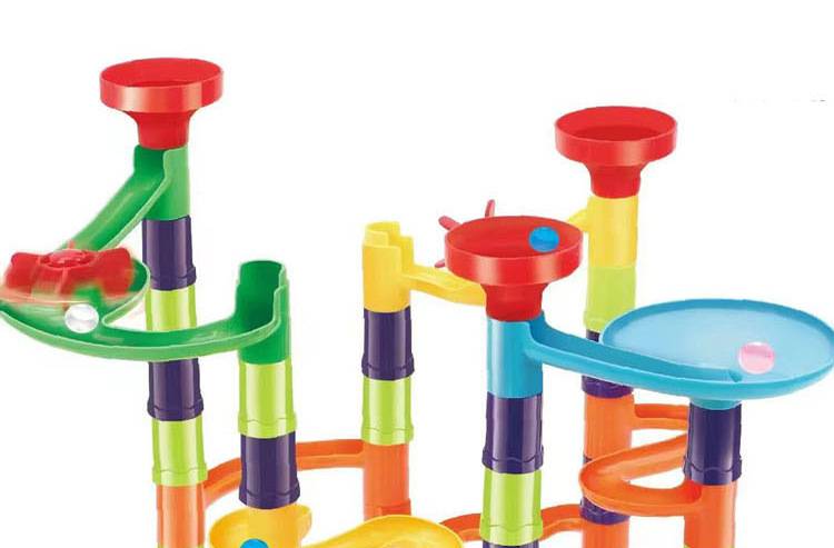 MontessoriLernwelt Kugelbahn-Bausteine Set – Murmelbahn Bauset 76–268 Teile für Kinder ab 3 Jahren, kompatibel mit Groß-Baustein-Systemen