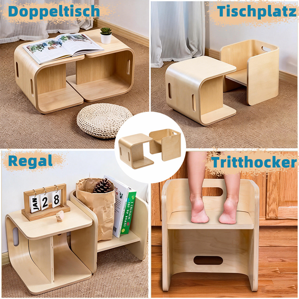 Metallfreie Konstruktion bei Montessori Holzmöbeln