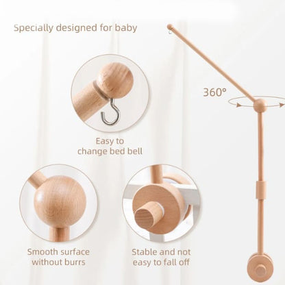 Beechwood mobile holder for baby crib – 2-stage & 360° rotating