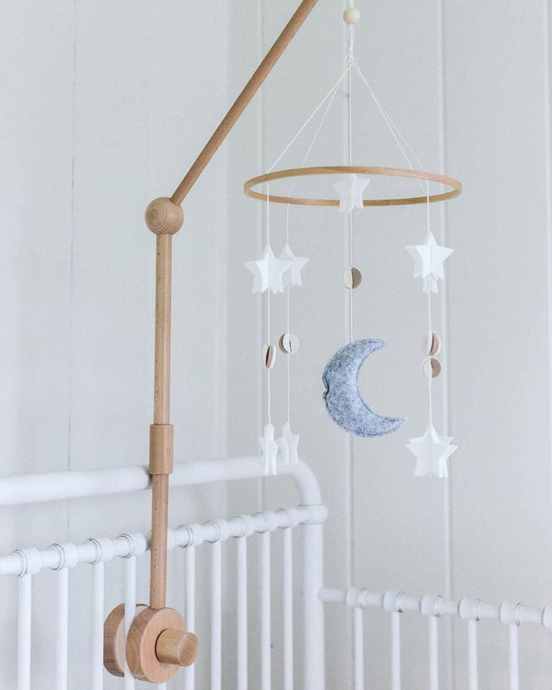 Beechwood mobile holder for baby crib – 2-stage & 360° rotating