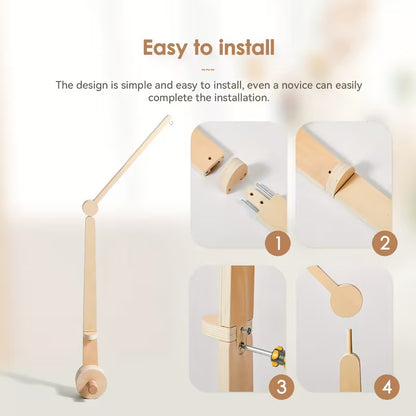 Beechwood mobile holder for baby crib – 2-stage & 360° rotating