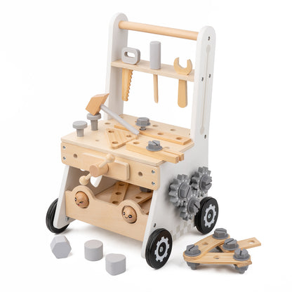 Montessori duwwagen van hout – 2-in-1 speelgoed met speelelementen