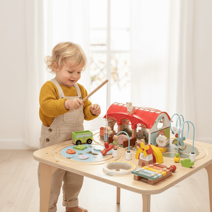 9-in-1 Wooden Activity Table | All-in-One Learning Center for Toddlers