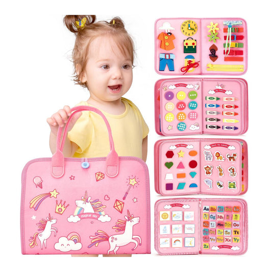 Montessori Busy Board/Quiet Book 8-seitig – Einhorn