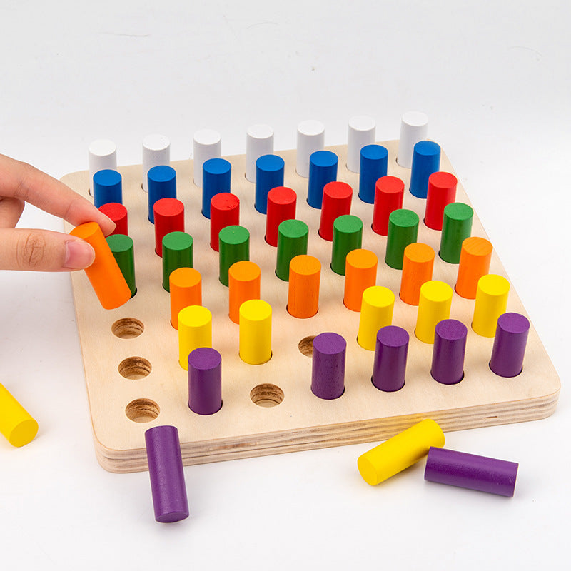 Montessori Steckspiel Holz Kinder Farben sortieren Motorikspiel Konzentration Lernspielzeug