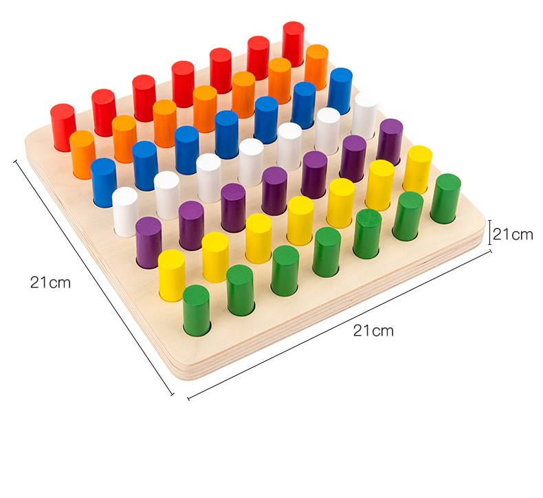 Montessori Steckspiel Holz Kinder Farben sortieren Motorikspiel Konzentration Lernspielzeug