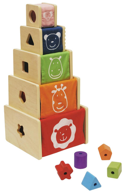 MontessoriLernwelt Stapelwürfel Übungen des täglichen Lebens – Feinmotorik Holzspielzeug für Kleinkinder