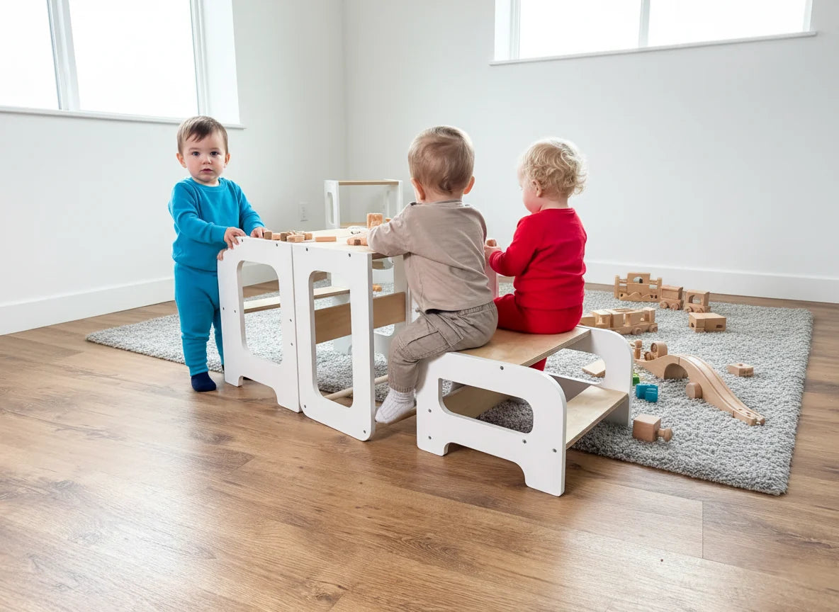 Kinderhocker aus Holz im modernen Kinderzimmer