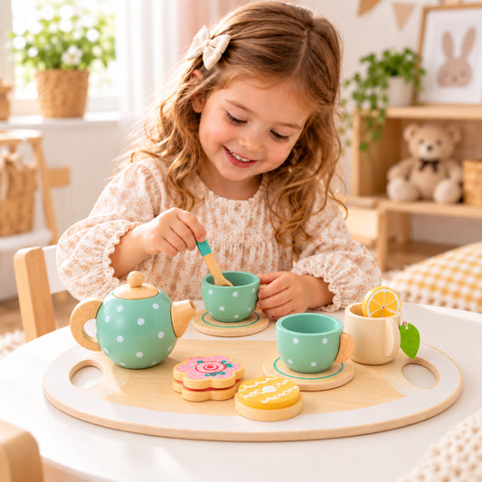 Montessori Holz Tee Set für Kinder mit Teekanne und Tassen