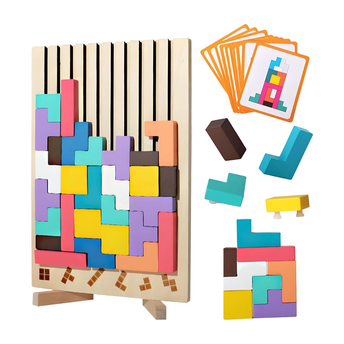 MontessoriLernwelt Montessori Tetris Holzpuzzle Lernspielzeug ab 3 Jahren