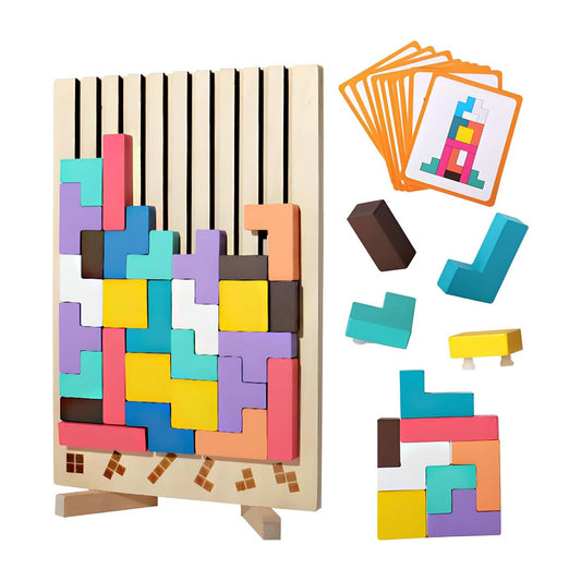 MontessoriLernwelt Montessori Tetris Holzpuzzle Lernspielzeug ab 3 Jahren